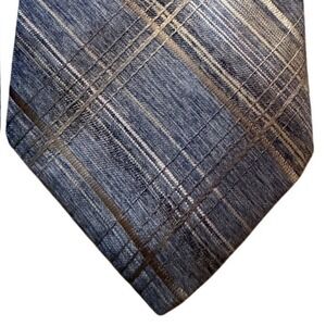 Vintage‎ Sears Fashion Collection Mens Blue Grey Textured Plaid Silk Blend Tie